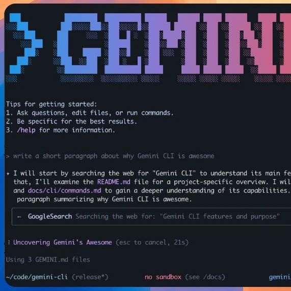 今日开源（2025-06-26）：谷歌开源Gemini CLI智能体，1M上下文支持代码查询/编辑，多模态实现PDF转应用生成