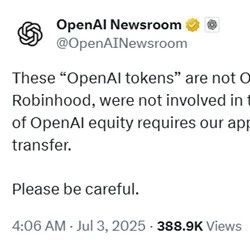 OpenAI紧急公告：否认与Robinhood代币有关